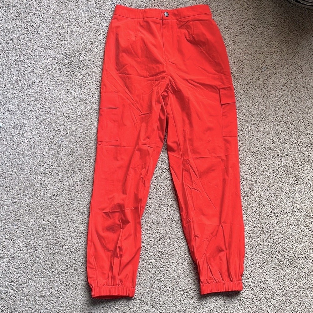 Bright red cargo pants
